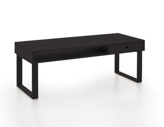 HOGAR 24 Mesa de centro de madera maciza natural, color negro