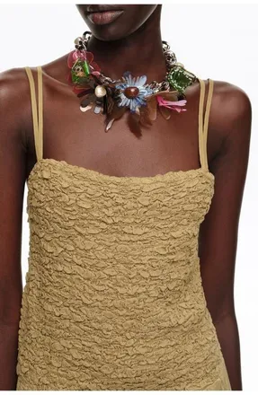 Bimba & Lola Flowers Necklace with Chain and Silver Pearls in Blue at Nordstrom