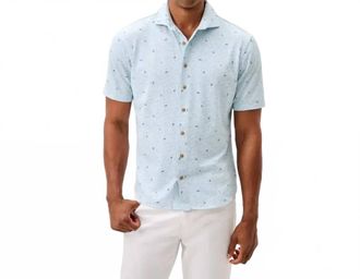 Johnnie-O Mens Rowing Printed Knit Button Down Shirt In White