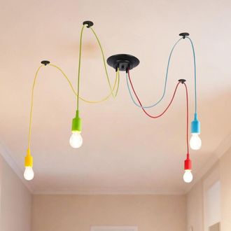 OEM L&aacute;mpara Colgante Industrial Vintage Con Dise&ntilde;o De Ara&ntilde;a Y 4 Brazos Ajustables - E27 - Multicolor - Para Sal&oacute;n, Dormitorio, Bar O Restaurante
