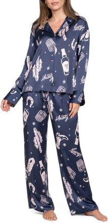 Midnight Bakery Print Satin Pajamas in Blue at Nordstrom Rack, Size X-Large