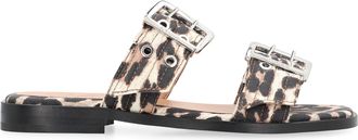 Ganni Womens Feminine Leopard Slides Animalier Elastane Sandal