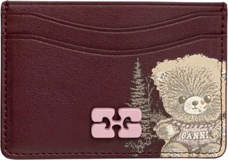 Ganni Tarjetero Bou con estampado Forest Teddy - Accessories - Mujer - Rojo - ONE SIZE