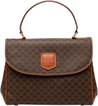 Celine Pre-owned Canvas Handbag - Dames - Vintage Handtas - Bruin - ONE Size - Leer - Vintage