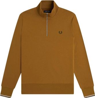 Fred Perry Felpa con mezza zip - - Sweatshirts & Hoodies - Uomo - Marrone - L