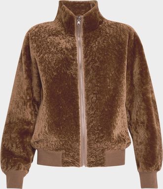 Gorski Reversible Textured Shearling Lamb Bomber Jacket