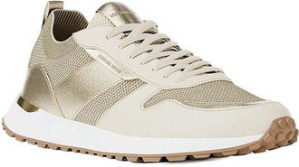 Michael Kors Womens Sneakers Pale Gold Metallic Stretch Fabric Footwear - Sports