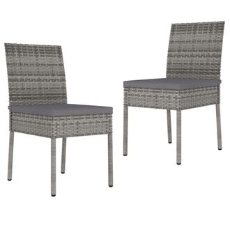 vidaXL Vidaxl - Sillas De Comedor De Jard&iacute;n 2 Unidades Rat&aacute;n Sint&eacute;tico Gris