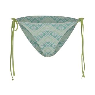 Casablanca Bikinis, female, Green, Size: M Wavy Monogram String Bikini Bottom