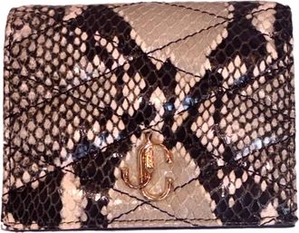 Jimmy Choo London Womens Farone Animal Print Leather Card Case Wallet In Brown