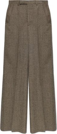Rick Owens Wool Wide-Leg Broeken - Dames - Wijde Broeken - Grijs - M - Wol - Broeken