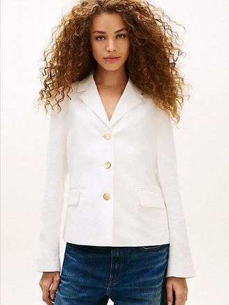 Tommy Hilfiger Slim Fit Gold-Tone Button Linen Blend Blazer