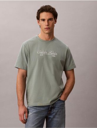 Calvin Klein Jeans Calvin Klein Mens Cursive Logo Graphic Tee - Green - 2XL