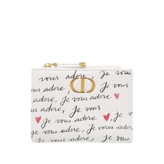 Dior Pre-owned Wallets, female, White, Size: ONE SIZE Pre-owned Small Printed Leather Wallet