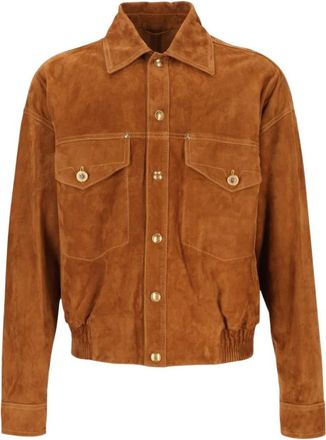 Versace Suede Blouson - Heren - Leren en Su&egrave;de Jassen - Bruin - L - Katoen - Jassen