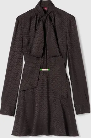 Gucci Horsebit Silk Jacquard Dress, Brown, Ready-to-wear
