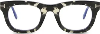 Tom Ford Eyewear tortoiseshell square-frame glasses - unisex - Acetate/Metal - 48 - Black