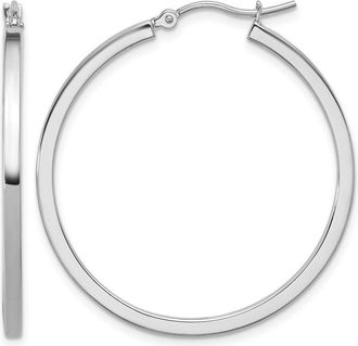 Diamond2Deal 10k Gold 2mm Square Tube Hoop Earrings