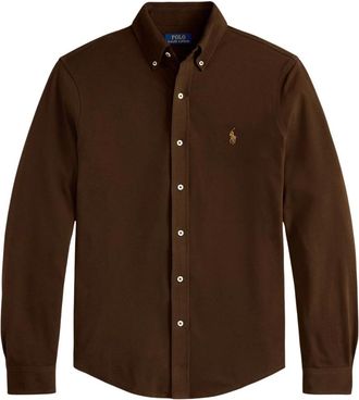 Polo Ralph Lauren Lsfbbdm 5 Long Sleeve Knit - Heren - Casual Overhemden - Bruin - M - Katoen - Overhemden