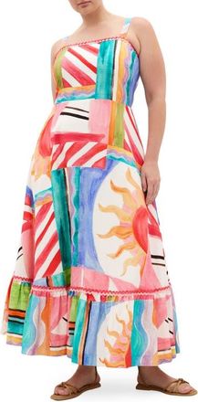 City Chic Sunlit Print Sleeveless Maxi Dress in Sunlit Days at Nordstrom, Size Xxxs
