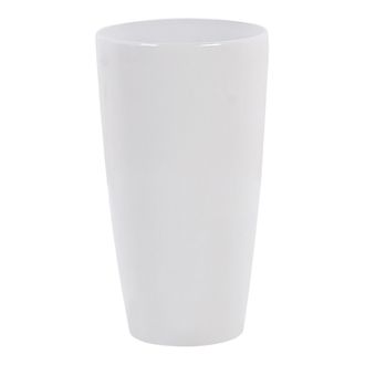 Beliani Maceta De Mezcla De Piedra Blanca 32 Cm Brillante Moderno Interior Exterior Tseria