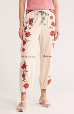 Daniel Rainn Floral Cotton Pants in Antique Ivory at Nordstrom Rack, Size X-Small
