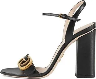 Gucci (WMNS) Gucci Sandal With Double G Black Leather 453378-A3N00-1000