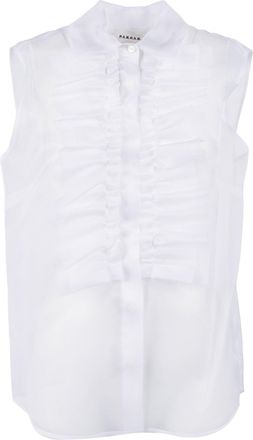 P.A.R.O.S.H. Sleeveless Silk Ruffle Blouse