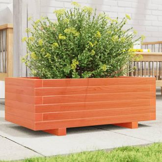 vidaXL Jardinera De Madera Maciza De Pino Marr&oacute;n Cera 70x40x26,5 Cm Vidaxl