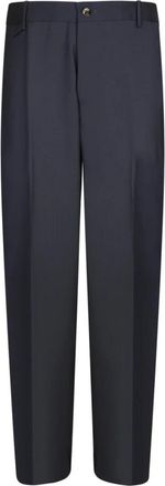 Dell'Oglio Chino Broek met Plooidetails - Heren - Nette broeken - Blauw - M - Katoen - Broeken