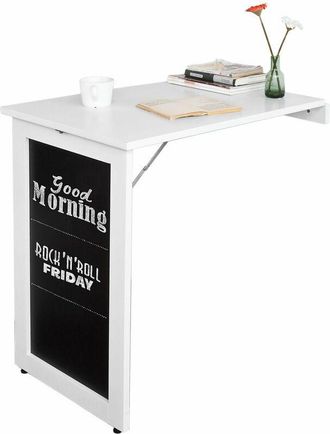 SoBuy Sobuy - Escritorios De Ordenador,mesa Plegable De Pared Con Pizarra Frontal,blanco Fwt20-w Es