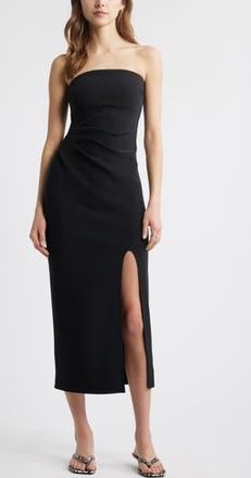 Open Edit Ruched Strapless Maxi Dress in Black at Nordstrom Rack, Size X-Large