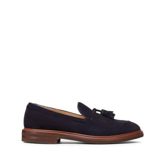 Brunello Cucinelli Schoenen, Heren, Blauw, 42 EU, Suède, Blauwe Suède Kwast Slip-On Schoenen