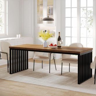Tribesigns Tribesigns - Tavolo da pranzo industriale per 4-6 persone, lungo 180 cm, rettangolare, in legno, con struttura in metallo resistente, per soggiorno e