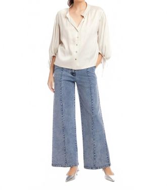Fifteen Twenty Madison Tie Sleeve Blouse In Off White