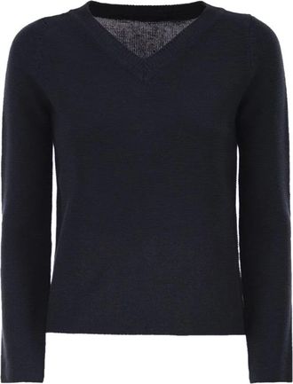 Max Mara Wkdago Pure Cotton Knit Jumper in Links Stitch - Dames - V-hals truien - Blauw - S - Katoen - Truien & Vesten