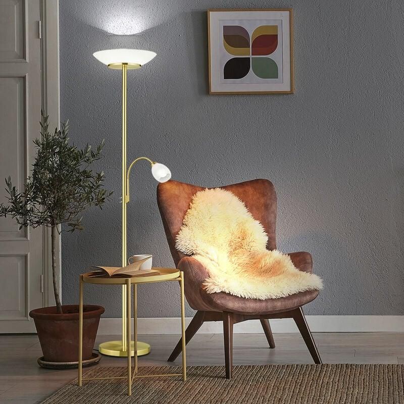 Dimmbare LED Stehlampe Mit Touch, Silber – 140 Cm Hoch, Schwenkbarer Spot, 21W, 3000K
