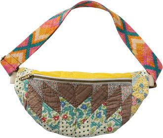 Generic Vintage-Inspired Patchwork Quilted Sling Bag,Bohemian Fabric Shoulder Satchel with Adjustable Strap (Style C)