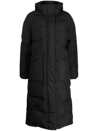 Ganni hooded quilted coat - Black