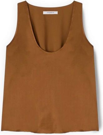 Motivi Tops, Dames, Bruin, XS, Satijn, Sleeveless Tops
