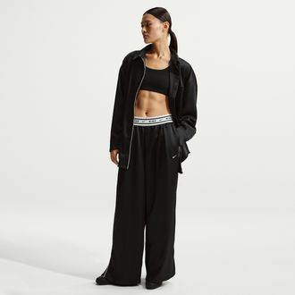 Nike Womens Nike Sportswear Loose Mid-Rise Satin Pants in Black | IH1326-010