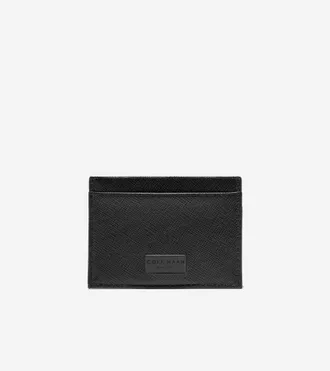 Cole Haan Mens Saffiano Card Case with Ornament - Black