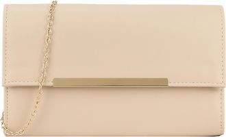 Girly HandBags Womens Faux Leather Plain Clutch Bag Medium Nude