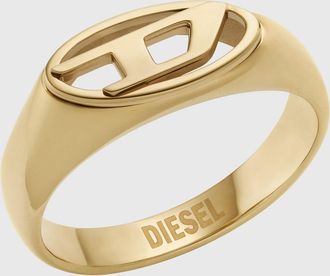 Diesel Gold-Tone Stainless Steel Signet Ring - Rings - Unisex - Gold