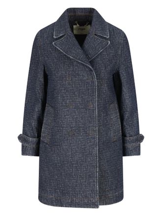 Fendi quilted double-breasted denim coat - Blue
