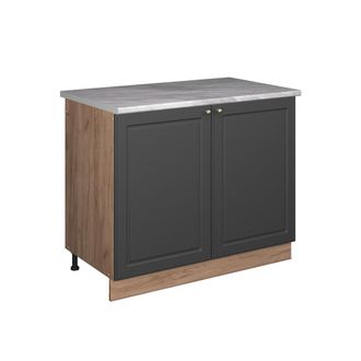 Vicco Mueble Bajo Para Fregadero Fame-line, Antracita-oro Landhaus/roble Dorado, 100 Cm, Et M&aacute;rmol, Vicco