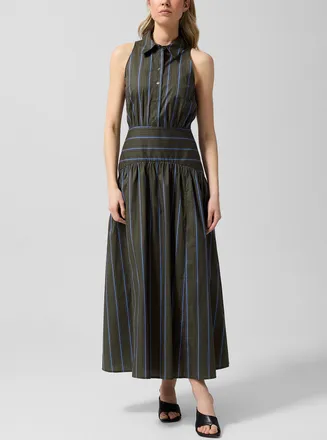 Staud Womens Romy Striped Poplin Dress