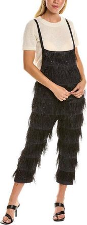 Brunello Cucinelli Black Feathered Cropped Jumpsuit, Size Medium