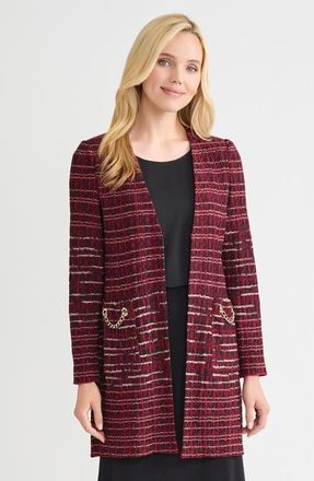 Misook Heritage Multi-Stitch Knit Jacket in Scarlet Red/sand at Nordstrom, Size X-Small