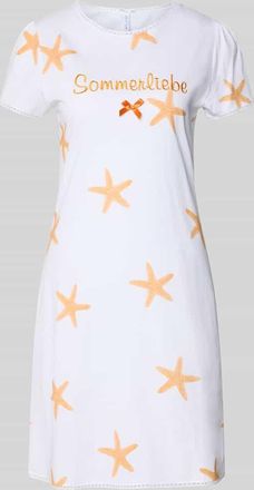 Louis & Louisa Nachthemd mit Stitching Modell Sommerliebe in Orange, Gr&ouml;&szlig;e XS